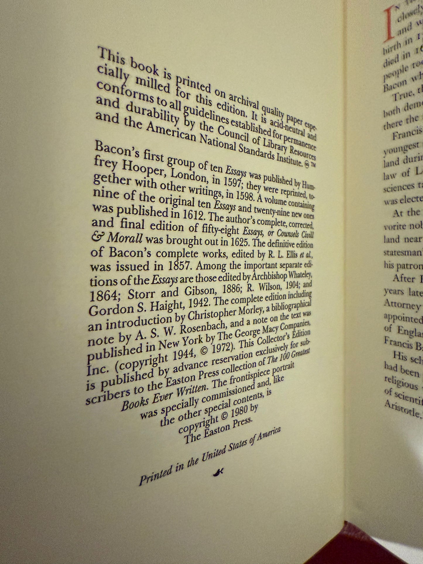 The Essays of Francis Bacon (Easton) Good Condition